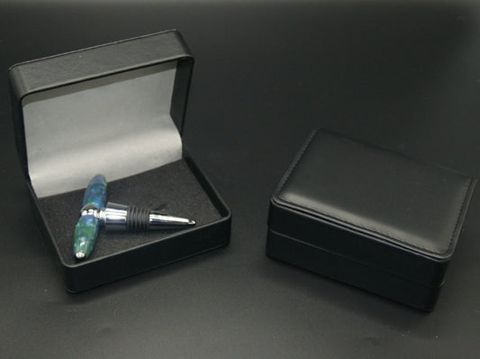 Coffret en similicuir noir pour bouchon et tire-bouchon de bouteille de vin